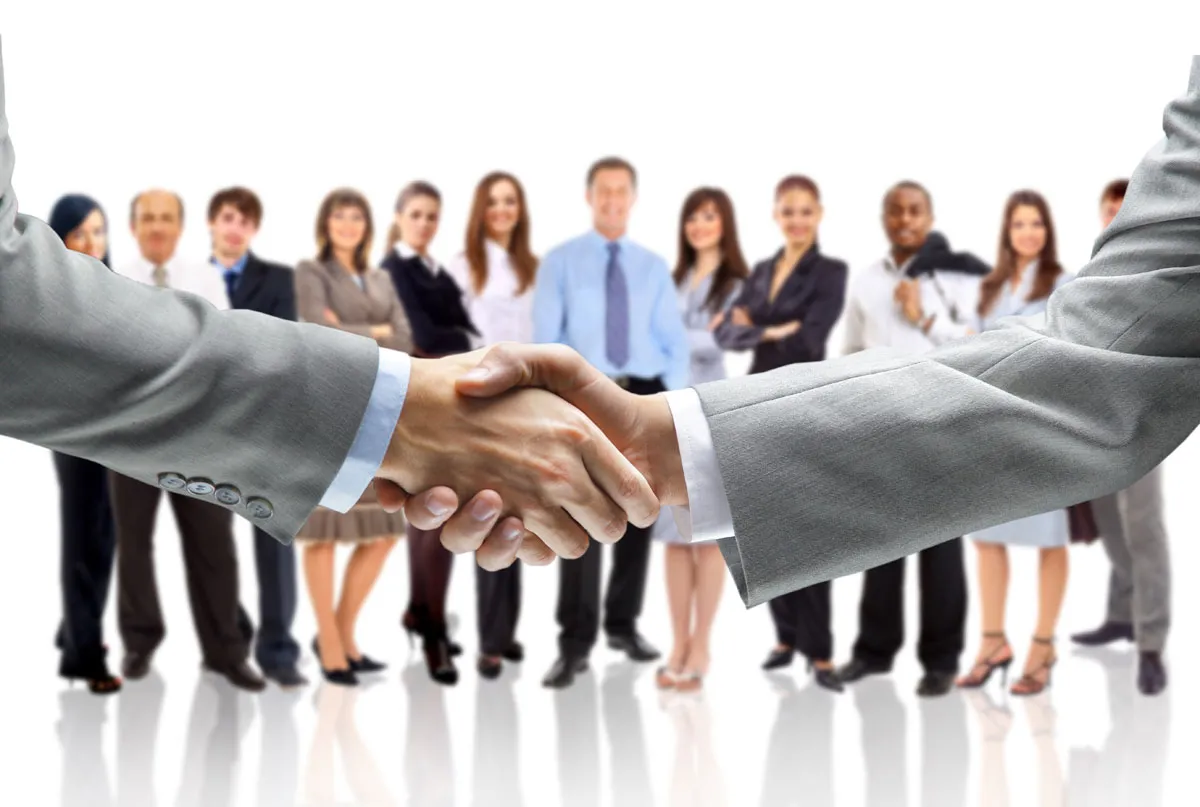 Two professionals shaking hands