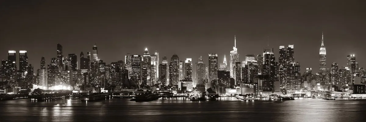 The New York City skyline across the Hudson from northern New Jersey